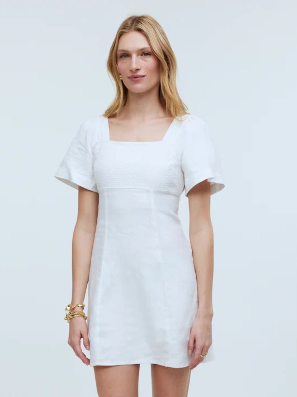 Madewell Square-Neck Mini Dress in 100% Linen - Picture 2 of 9